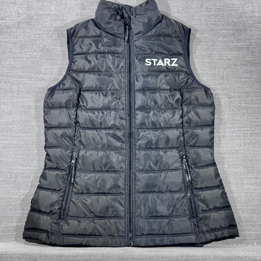 Elevate Puffer Vest Womens M Black Excellent Starz Cox Logo‎ Quilted Sleeveless
